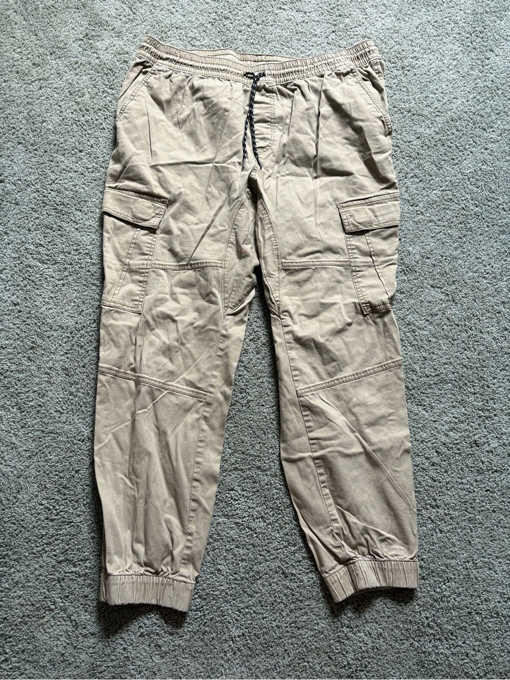 George Cargo Jogger Pants Mens Size XL Khaki Tan Stretch Drawstring Pockets
